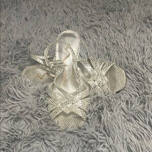 Nina Silver Metallic Strappy Heels